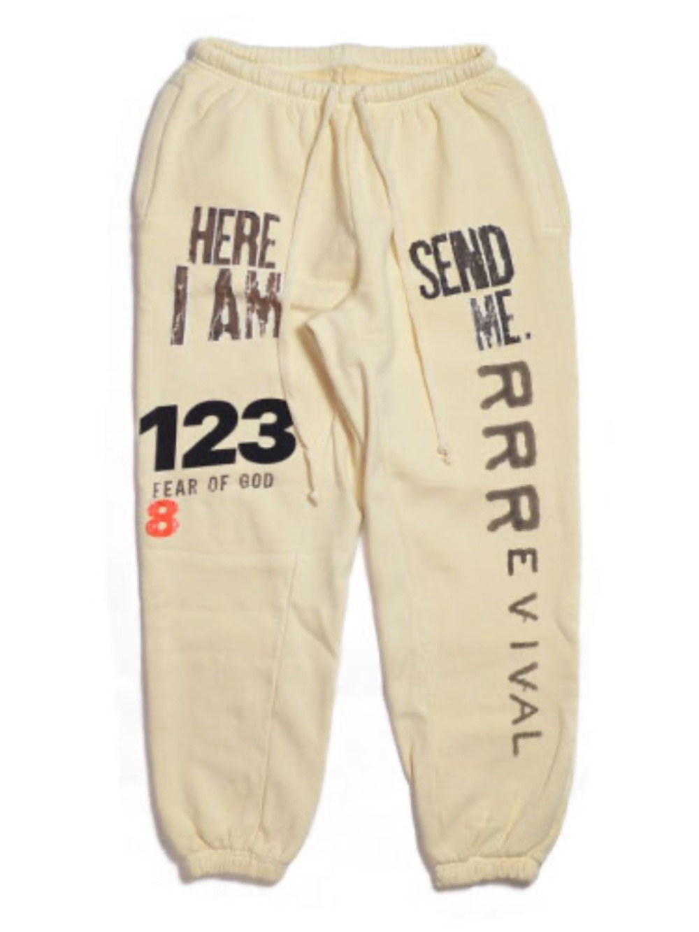 NEW FEAR OF GOD X RRR123 Revival / Here I Am Graphic Cream Sweats Size 1 - S/M